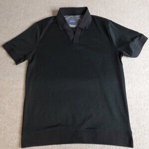 Twillory Polo Shirt Small Black Solid Knit Sweater Jacquard Athleisure